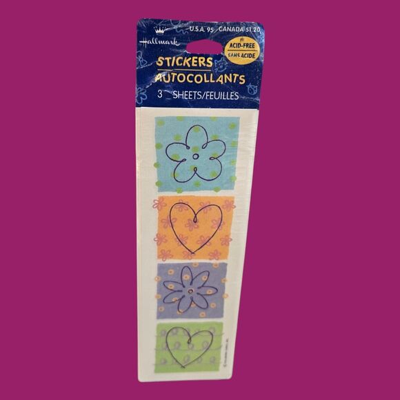 1995 Hallmark Vintage Sealed Stickers Patchwork Valentine Hearts Friends Hottie - Picture 5 of 9